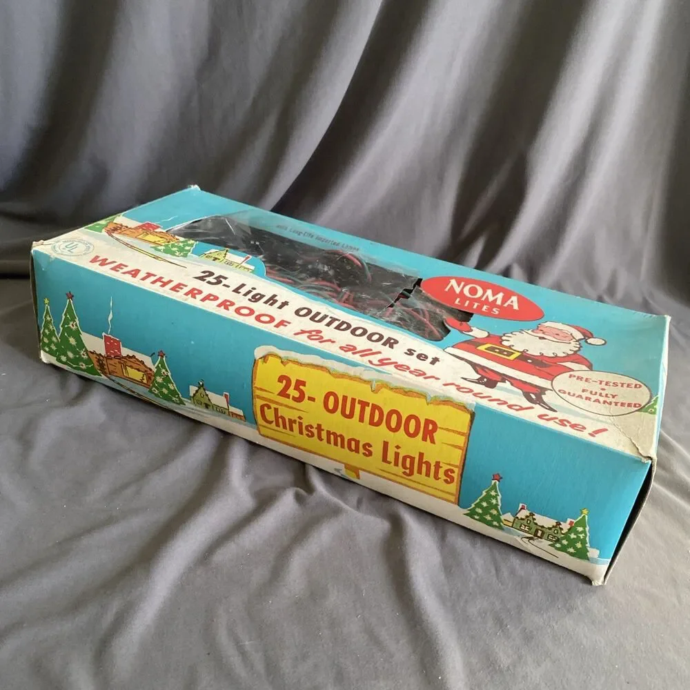 Vintage Christmas NOMA LITES 2 Wire Light Strand Clip On C-9 NICE BOX